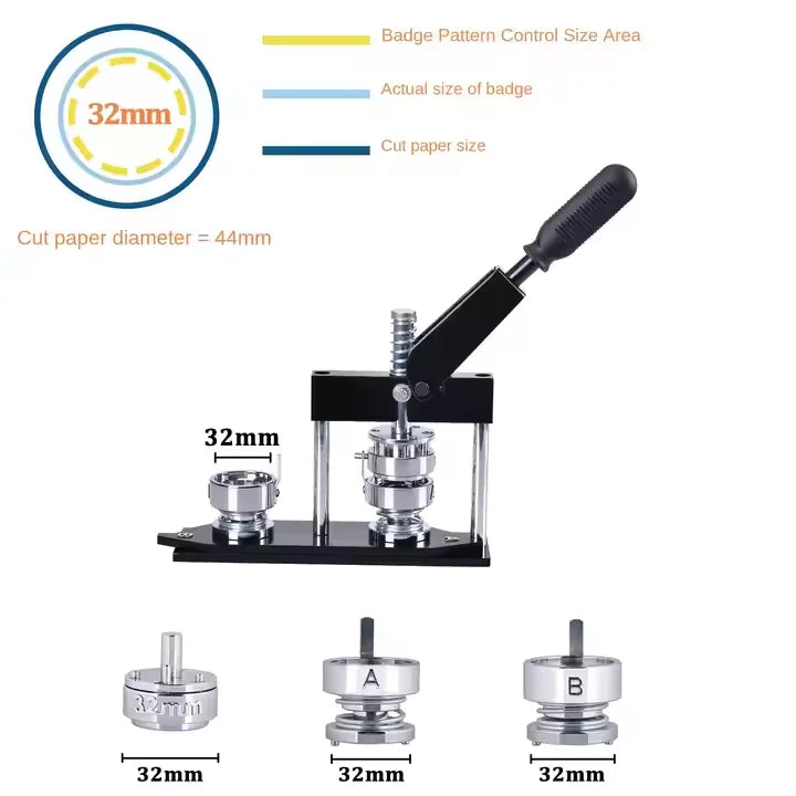 TEBAK  58mm Badge Button Maker Machine Manual Grade Round Badge Machine Set Includes Badge Machine Cutter + Consumables