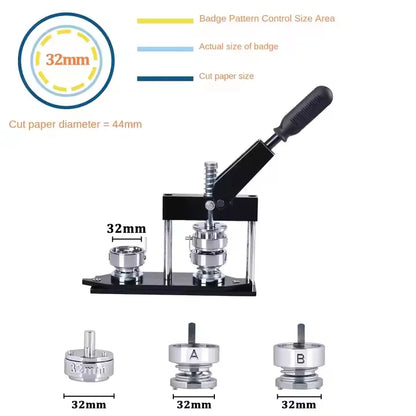 TEBAK  58mm Badge Button Maker Machine Manual Grade Round Badge Machine Set Includes Badge Machine Cutter + Consumables