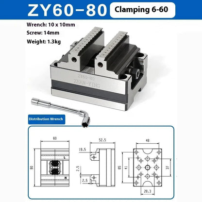 Precision CNC Vise ZY60-80 Four Axis Five Axis Turntable Fixture Self Centering Concentric Flat Nose Pliers for cnc industrial