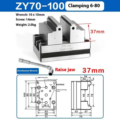 Precision CNC Vise ZY60-80 Four Axis Five Axis Turntable Fixture Self Centering Concentric Flat Nose Pliers for cnc industrial