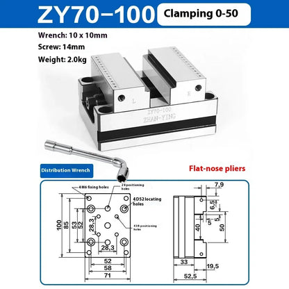 Precision CNC Vise ZY60-80 Four Axis Five Axis Turntable Fixture Self Centering Concentric Flat Nose Pliers for cnc industrial