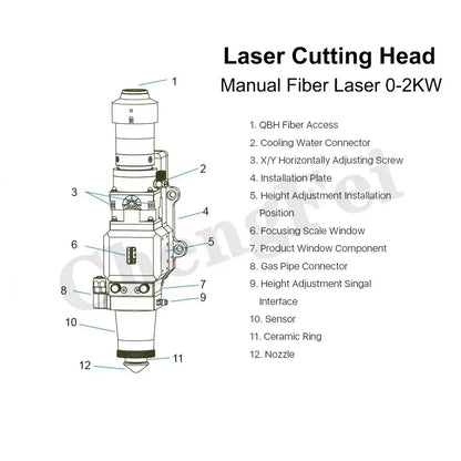 CNC WSX 0-2kw Fiber Laser Cutting Head Manual Cutting Head 2000W for Metal Cutting CL100 FL125