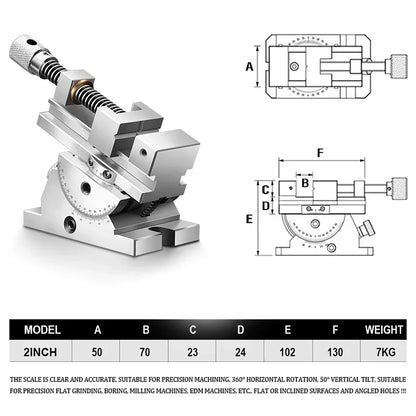 Universal Flat Jaw Precision Vise, Rotating vise，size 2 to 3 inches, 360° Rotation Adjustable angle, Vertical tilt up to 50°