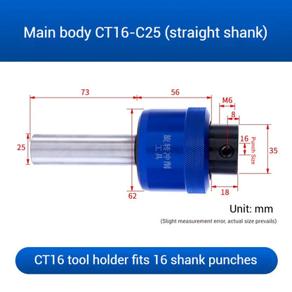Straight Shank 8.0mm Hexagonal Squareal CT08 CT16 Rotary Broach Punch Holder British System C16/C20/C22/C25/C32 for Lathe
