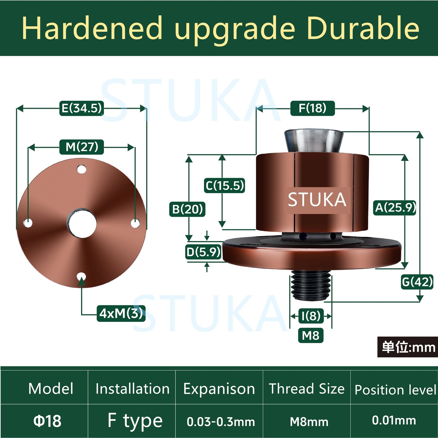 Stuka CNC Internal Support Clamp Quick Positioning Expansion Pin Manual Internal Hole Tightening Locator 1PC