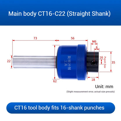 Straight Shank 8.0mm Hexagonal Squareal CT08 CT16 Rotary Broach Punch Holder British System C16/C20/C22/C25/C32 for Lathe