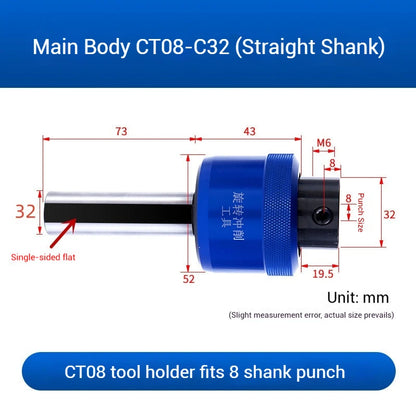 Straight Shank 8.0mm Hexagonal Squareal CT08 CT16 Rotary Broach Punch Holder British System C16/C20/C22/C25/C32 for Lathe