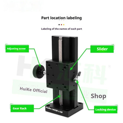 LWZ60 L=100-500mm Z Axis Dovetail Groove Linear Long Stroke Fine-Tuning Sliding Table Manual Displacement Trimming Platform