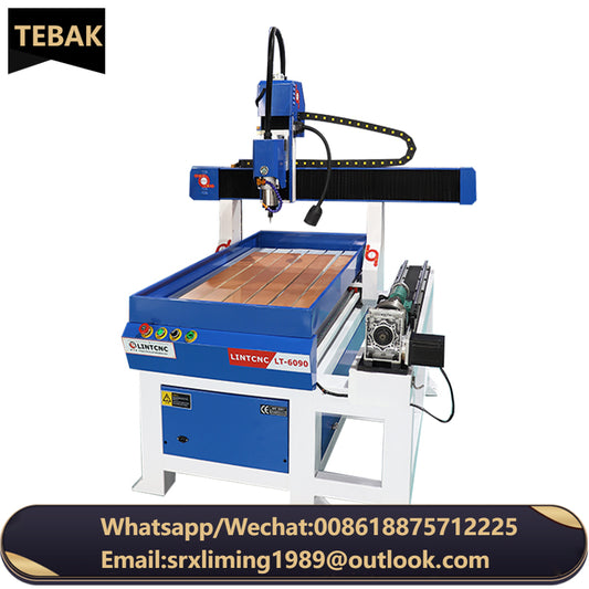 A TEBAK Cnc Router Machine 1212 6090 Woodworking  Machines Vacuum Table Desktop Milling Cnc Mill 4 Axis 3D Wood Drill Cutter