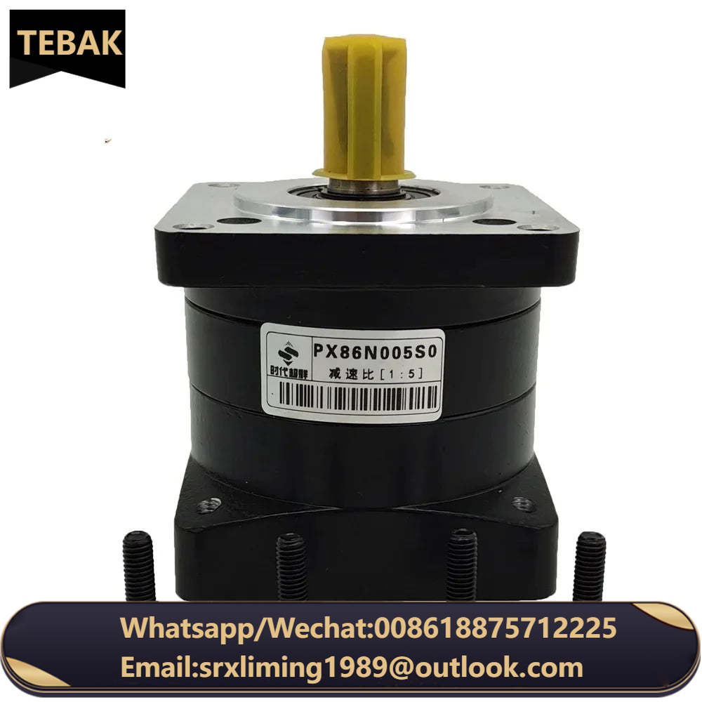 PX86N005S0 Planetary Reducer Black Planetary Reducer, Reduction Ratio 1:5, Flange  on Method.
