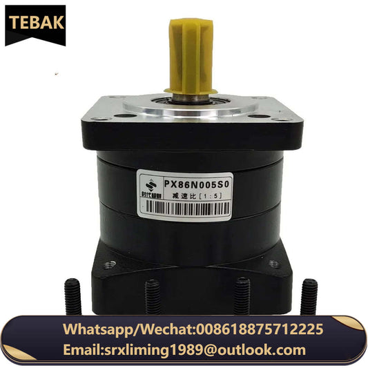 PX86N005S0 Planetary Reducer Black Planetary Reducer, Reduction Ratio 1:5, Flange  on Method.