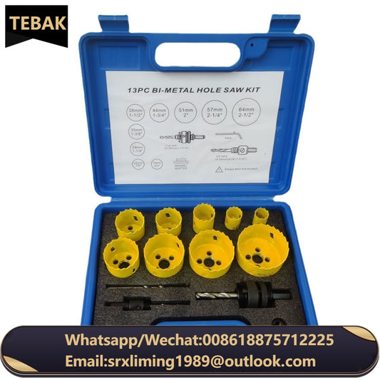 ANDUUK 13Pcs HSS Bi-Metal Hole Saw Set in Blue Plastic Box for Metal Wood Plastic