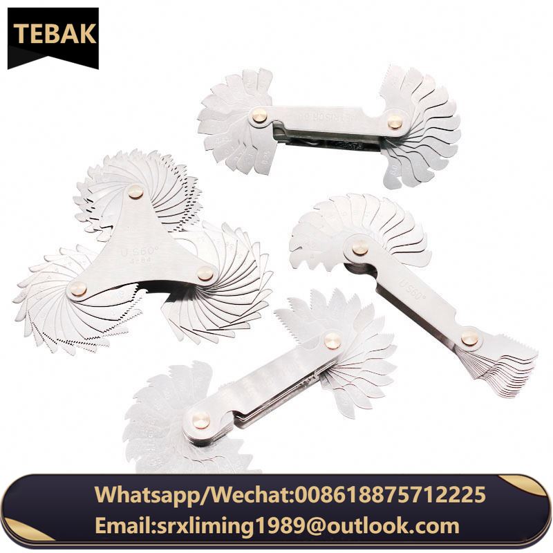 TEBAK Screw Gauge Set Thread Pitch Gage 52 Blades 60 Degree Metric 55 Degree Whit Worth Lock Thread Pitch Gage Feeler Gauge
