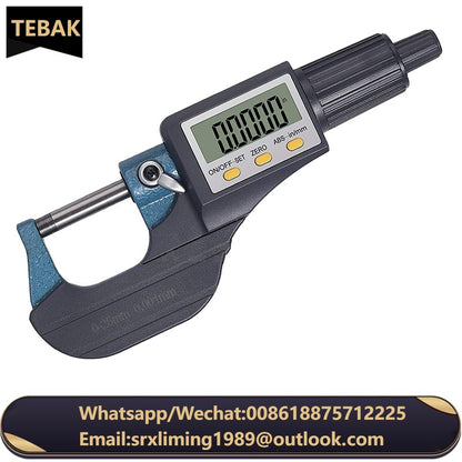 TEBAK Hand Tools Electronic Micrometer 0-25mm Micro Digital Outside Electronic Micrometer Gauge 0.001mm Digital Caliper Gage