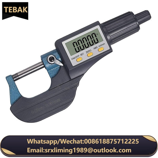 TEBAK Hand Tools Electronic Micrometer 0-25mm Micro Digital Outside Electronic Micrometer Gauge 0.001mm Digital Caliper Gage