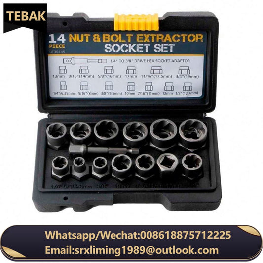 14 Piece Nut& Bolt Extractor Socket Set Bolt Remover Tool Set Nut Extractor Socket Impact Bolt Nut Screw Removal Socket Wrench