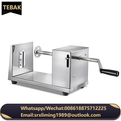 TEBAK Manual Stainless Steel Spiral Vegetable Potato Chips Cutting Machine Potato Chips Twister Machine Potato Cutter Machine
