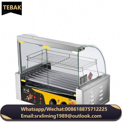 Electric 304 Stainless Steel Rollers Commercial Sausage Hot Dog Rolling Grill Machine