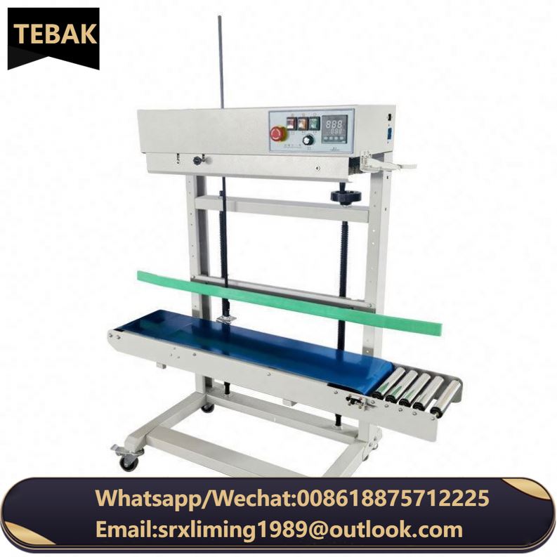 TEBAK SY1120 Vertical Food Rice Bags Band Sealer 50KG Heavy Weight Continuous Band Sealer Paper Plastic Bag Heat Sealing Machine