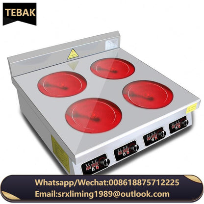 TEBAK Stainless Steel Commercial Induction Cooker Inducter Touch Control LED Display 4 burner Electric Stove Infrared Cooker