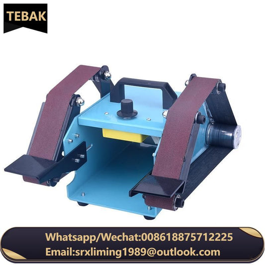 TEBAK Mini Electric Bench Belt Sander Multifunctional Grinder for DIY Polishing Grinding Cutter Edges Sharpener, with Dual Belt