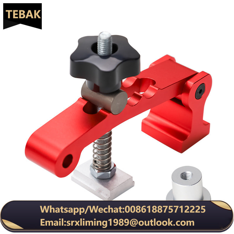 TEBAK W-26 T Tracks Woodworking Height Adjustable Aluminum Hold Down Jig Quick Lock Clamp