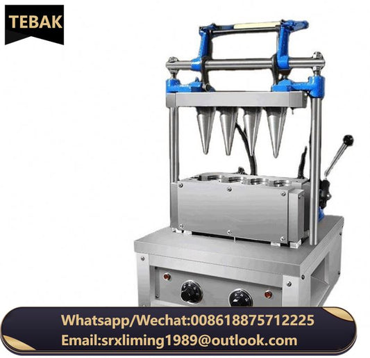 Ice Cream Cone Making Machine 4-Head Egg Holder Electromechanical Cone Making Equipment Dairy Sweet Pizza Cone Making Machine