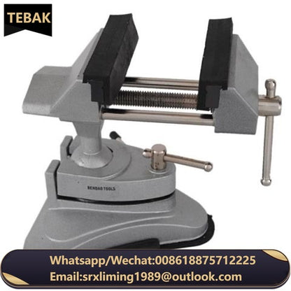 TEBAK Rubber Base Portable Woodworking Aluminum Pivots Multi-Angle Vacuum Bench Vise
