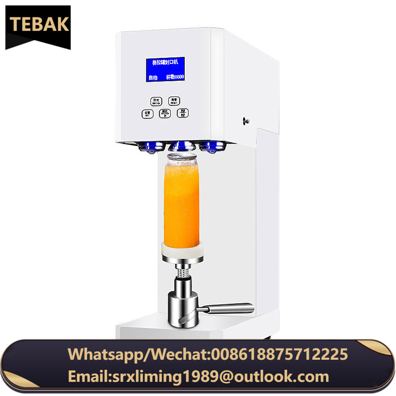 TEBAK Commercial Automatic Plastic Custom Beverage Jar Bottle Beer Bubble Tea Intelligent Cans Seamer Sealing Canning Machine