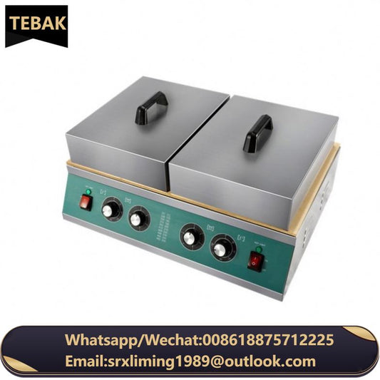 Stainless Steel Souffle Grill Maker Commercial Double Groups Souffle Machine Digital Souffle Pancake Maker for Snack Bar