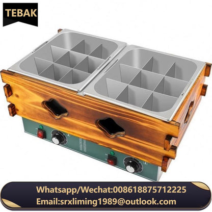 Tebak Professional Electric Double Basin Eighteen-rectangle-grid Oden Hot Pot Food Kanto Cooking