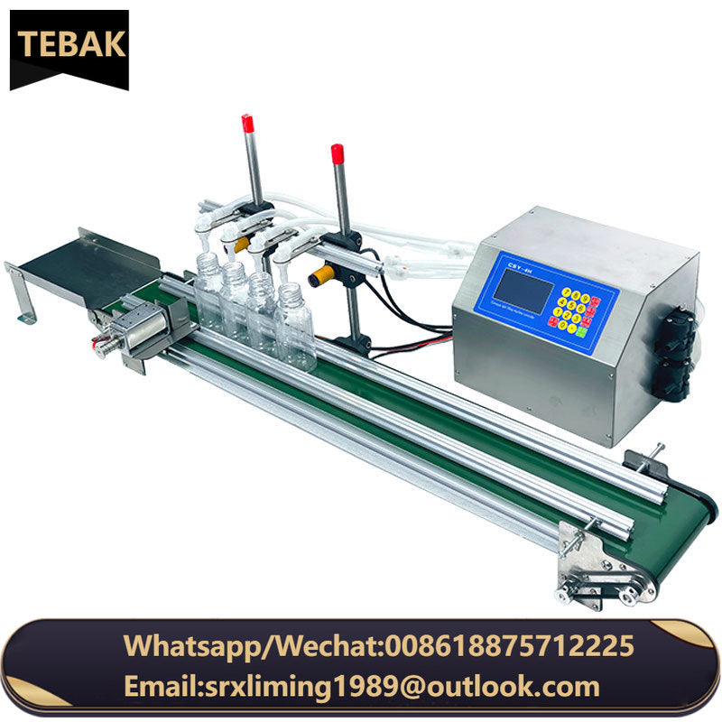 Tebak-4H1200/3200/6500 Automatic 4 Heads Essential Fruit Juice Small Bottle Liquid Filling Machine Conveyor Belt Filler Machine
