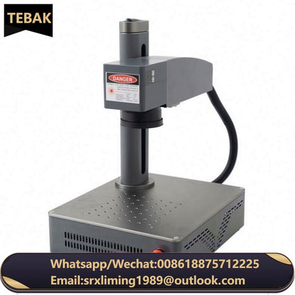 TEBAK PVC Plastic Stainless Steel Desktop Fiber Laser Nameplate Marking Machine 20W 30W Upgrade Rotation Axis