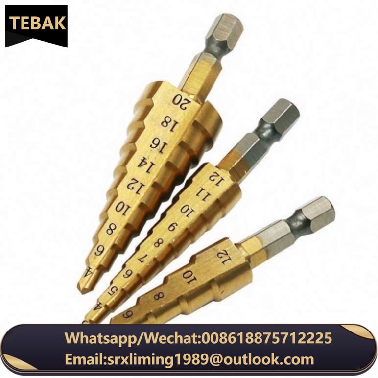 ANDUUK Step Drill Bit Metric Pagoda Shape Hole Cutter HSS Steel Cone Drill Bit Set with Center Punch Wood Metal Cutter