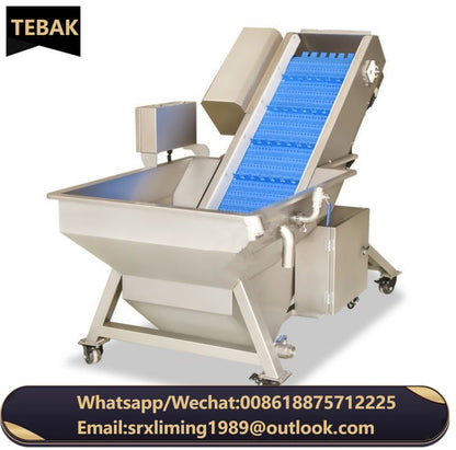 TEBAK Root Vegetable Pre-soaking Peeling Machine Potato Washing Peeling Machine with Inclined Lifting Conveyor Belt