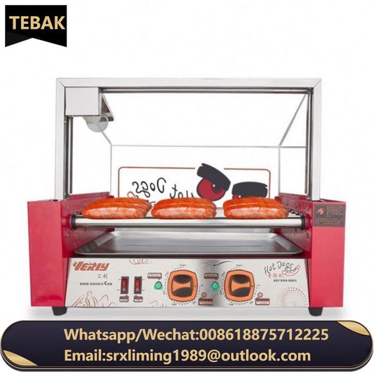 Automatic Hot Dog Grill Roller Electric Commercial Hot Dog Snack Machine Stainless Steel Roller Suasage Hot Dog Stand