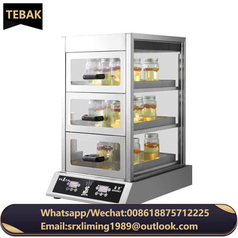 TEBAK 3000W Commercial Electric Food Steamer Countertop Bread Maker Stainless Steel Bread Bun Steamer Machine
