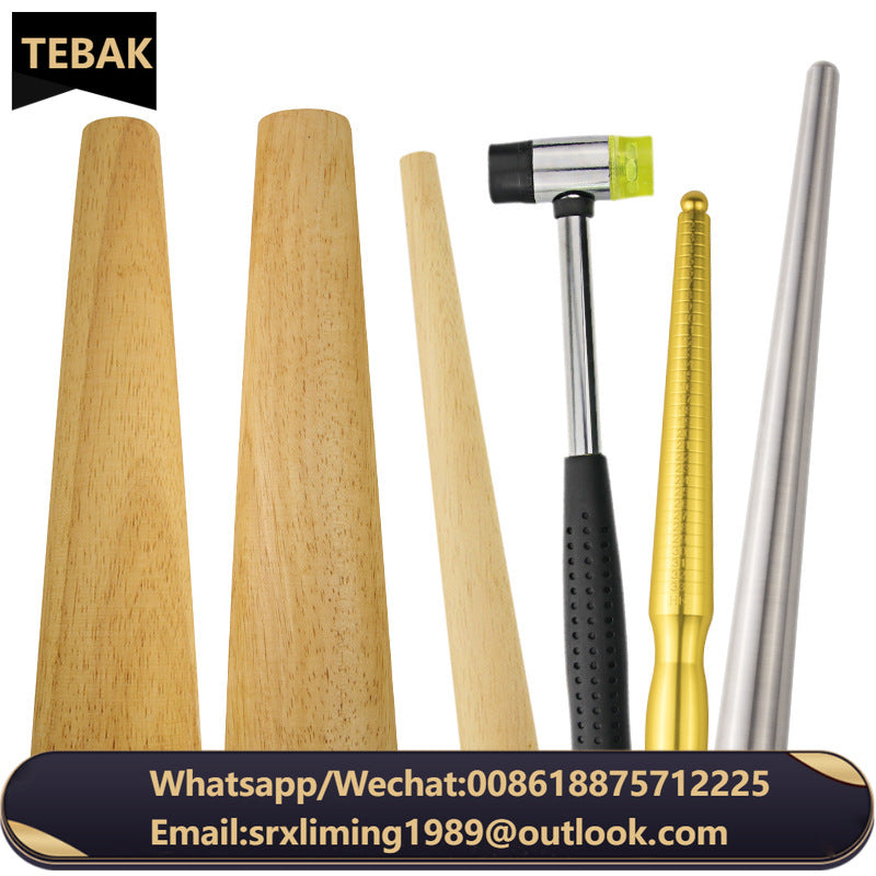 TEBAK Jewelry Round Wood Bracelet Steel Ring Mandrel Jewelry Making Measuring Tools Kits Bangle Stick Oval Wood Bracelet Mandrel