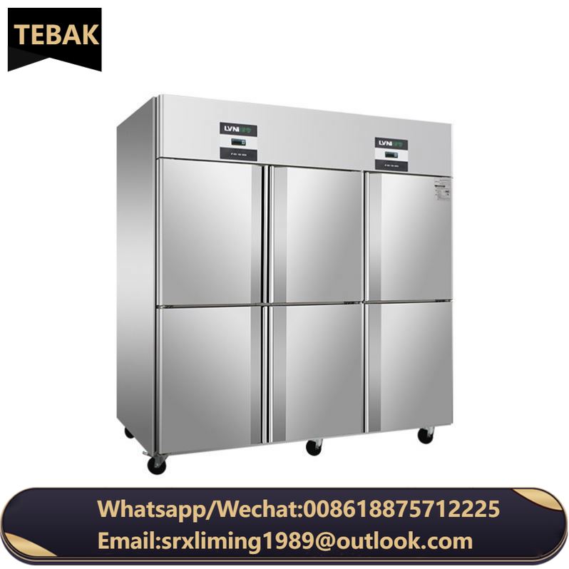 Freezer Shouwcase Stainless Steel 6Door Dual Temperature Freezer Hotel Restaurant Commercial Upright Kitchen Refrigerator