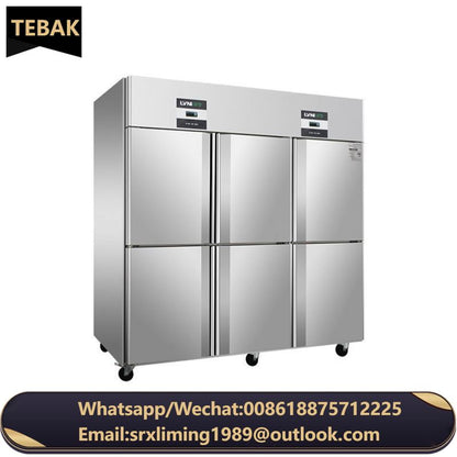 Freezer Shouwcase Stainless Steel 6Door Dual Temperature Freezer Hotel Restaurant Commercial Upright Kitchen Refrigerator