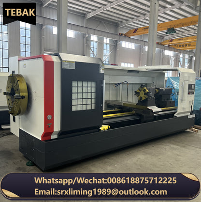 TEBAK CNC Lathe Machine Flat Bed 1100 W Lathe Machine 3000QK1327 Double Chuck CNC Pipe Threading Lathe Machine