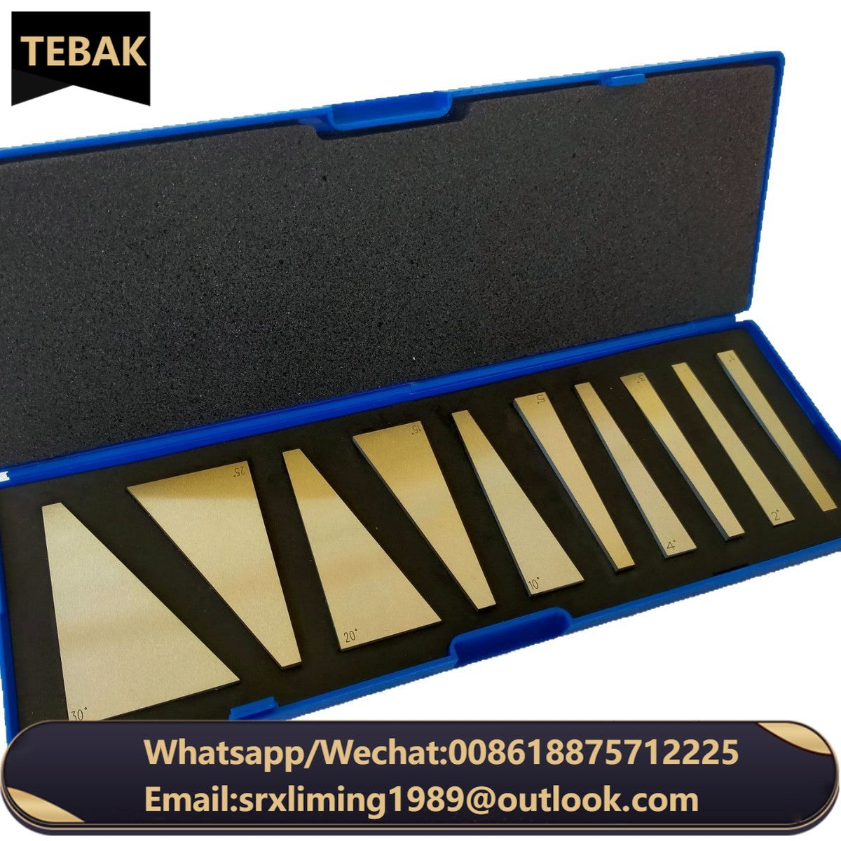 TEBAK 10pcs Set Angle Block Set 1, 2, 3, 4, 5, 10, 15, 20, 25, 30 Precision +/- 20 Seconds, Machinist Tool Block Gauge Gage